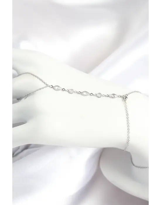 Pirinç Zirkon Taşlı Y Model Gümüş Renk Kadın Şahmeran