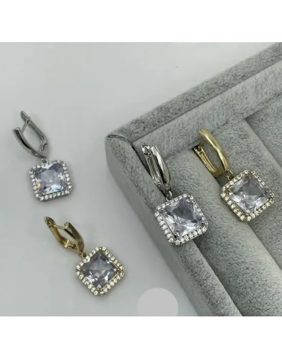 Prenses Kesim Baget Taşlı Sallantılı Zarif Küpe