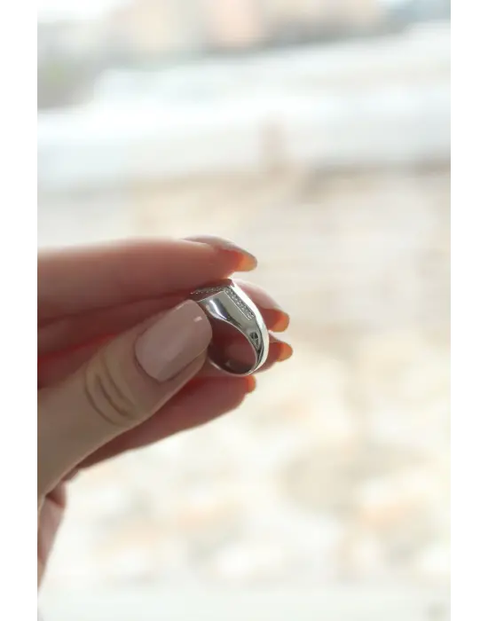 Punta Zirkon Taşlı Rodyum Kaplama Kadın Yüzük