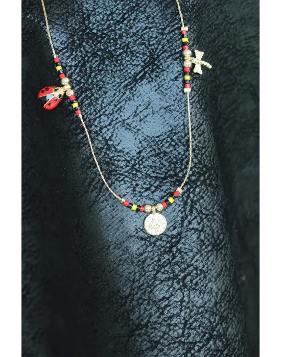 Renkli Boncuklu Bayan Kolye