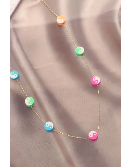 Renkli Ying Yang Fimo Kolye