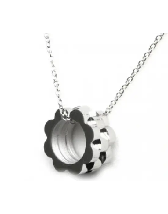 Rolex Model Yüzük Formlu Çelik Kolye Gold & Silver Tasarım