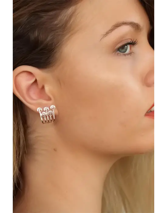 Rose Renk Ağaçlı Bayan Küpe