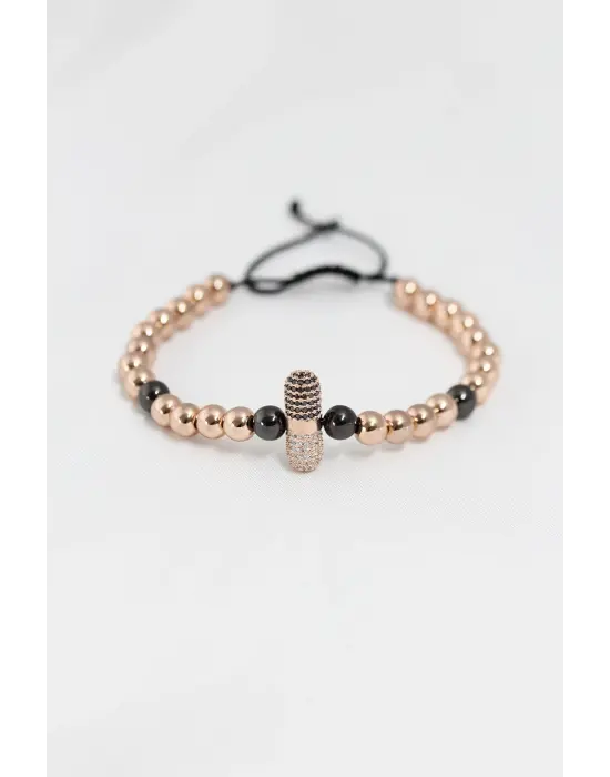 Rose Renk Çelik Zirkon Objeli Asansörlü Bileklik