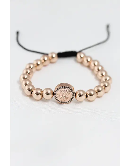 Rose Renk Çelik Zirkon Objeli Asansörlü Bileklik