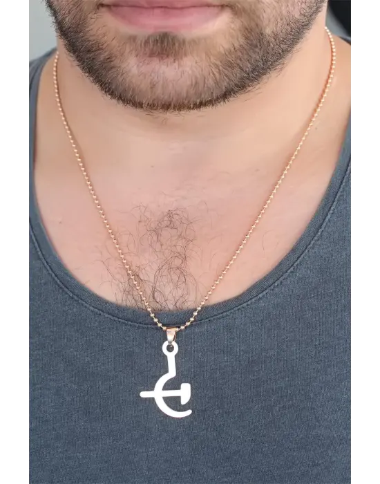 Rose Renk Metal Orak ve Balta Figürlü Erkek Kolye