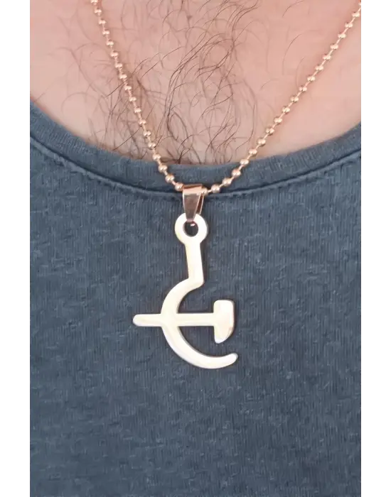 Rose Renk Metal Orak ve Balta Figürlü Erkek Kolye