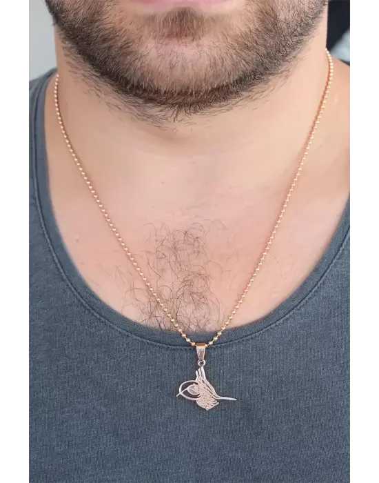 Rose Renk Metal Tuğra Figürlü Erkek Kolye