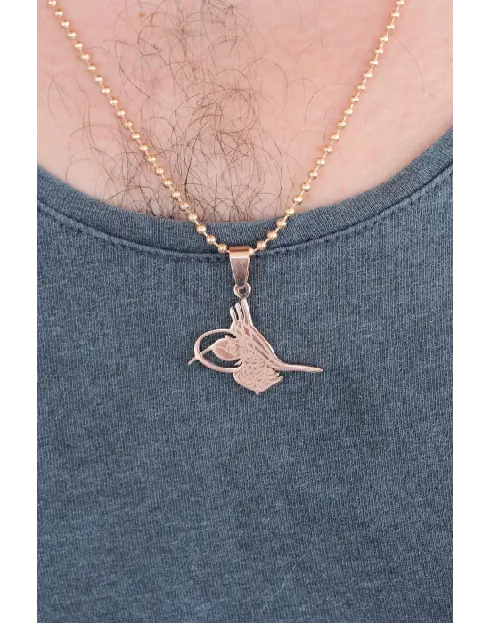 Rose Renk Metal Tuğra Figürlü Erkek Kolye