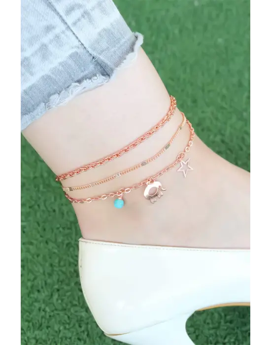 Rose Renk Zincirli Fil Figürlü Hal Hal