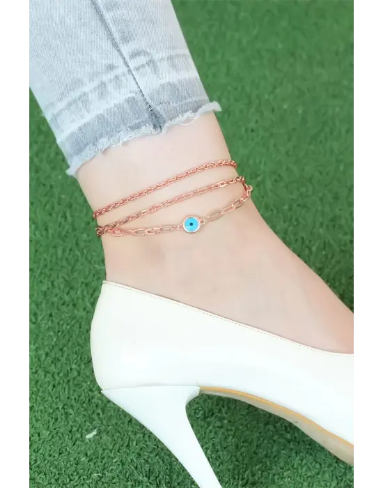 Rose Renk Zincirli Nazar Figürlü Hal Hal