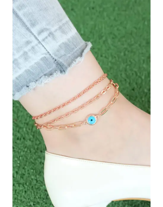 Rose Renk Zincirli Nazar Figürlü Hal Hal