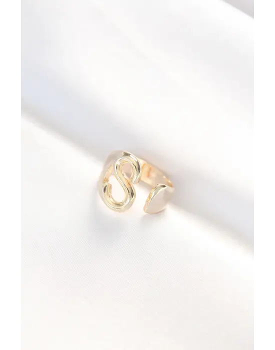 S Harfli Altın Renk Ayarlanabilir Yüzük