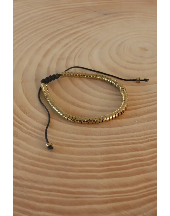 Sarı Renk Makrome Doğal Taş Erkek Bileklik