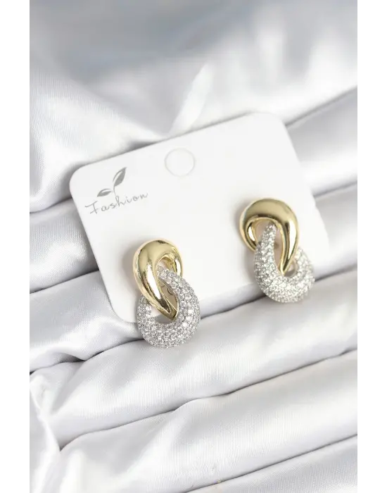 Sarmal Model Gold Gümüş Renk Pirinç Kadın Küpe