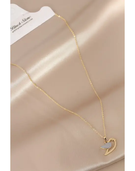 Sedefli Mavi Renk Kuş Kolye