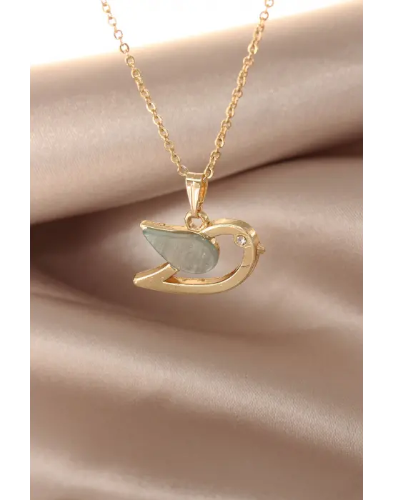 Sedefli Yeşil Renk Kuş Kolye