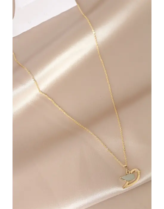 Sedefli Yeşil Renk Kuş Kolye