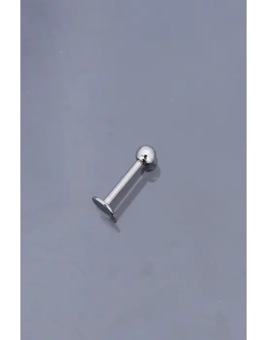 Silver Renk Düz Bar Tek Taraflı Top Model 316L Cerrahi Çelik Piercing