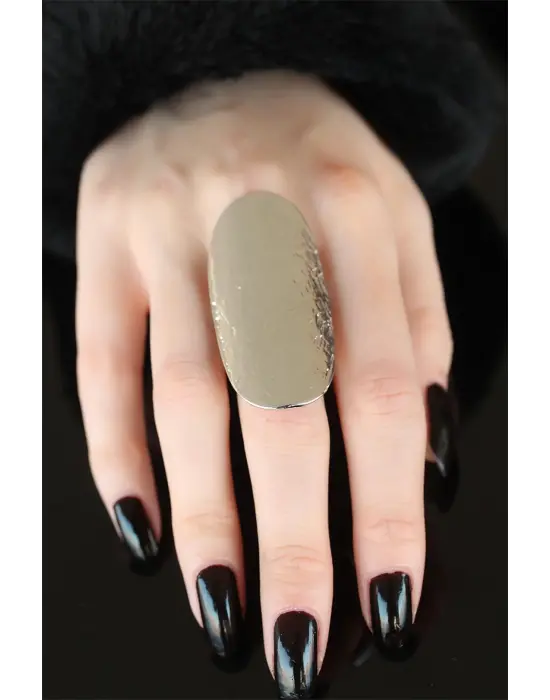 Silver Renk Elips Bayan Ayarlamalı Yüzük