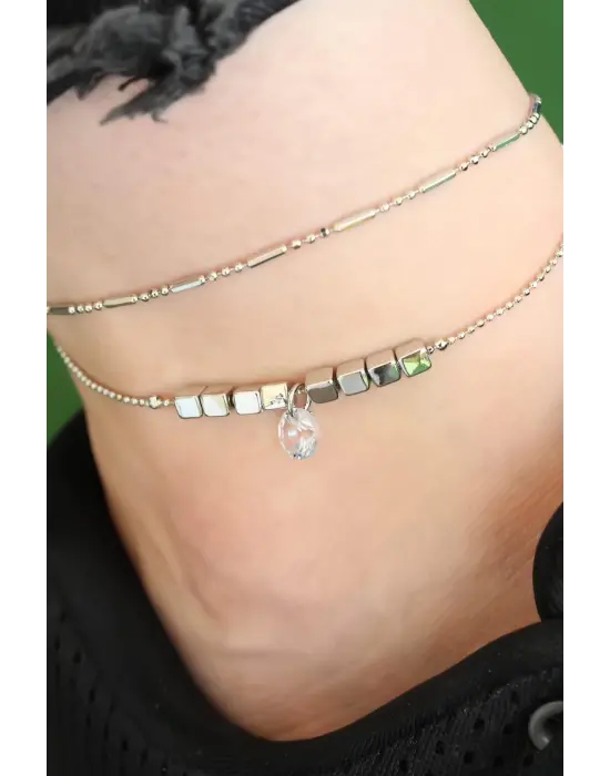 Silver Renk Zirkon Taşlı Halhal