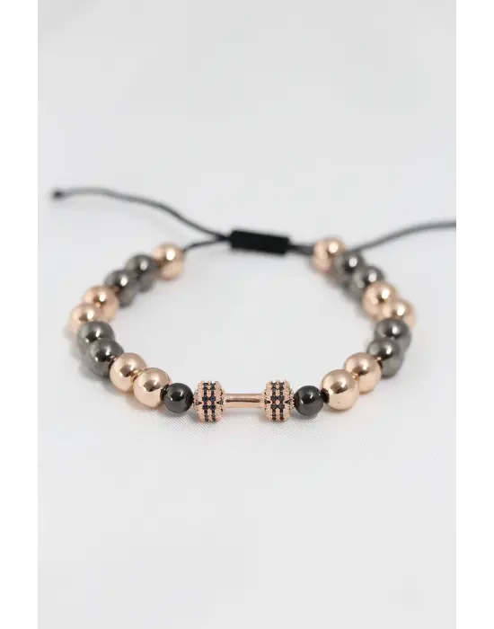 Silver Rose Renk Çelik Zirkon Objeli Asansörlü Bileklik