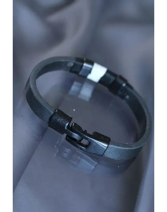 Siyah Beyaz Renkli Deri Bileklik