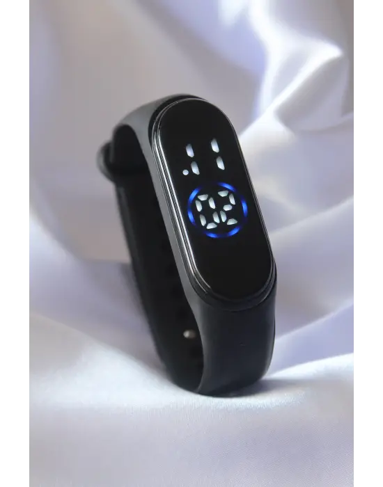 Siyah Renk Silikon Kordon Dokunmatik Dijital Saat