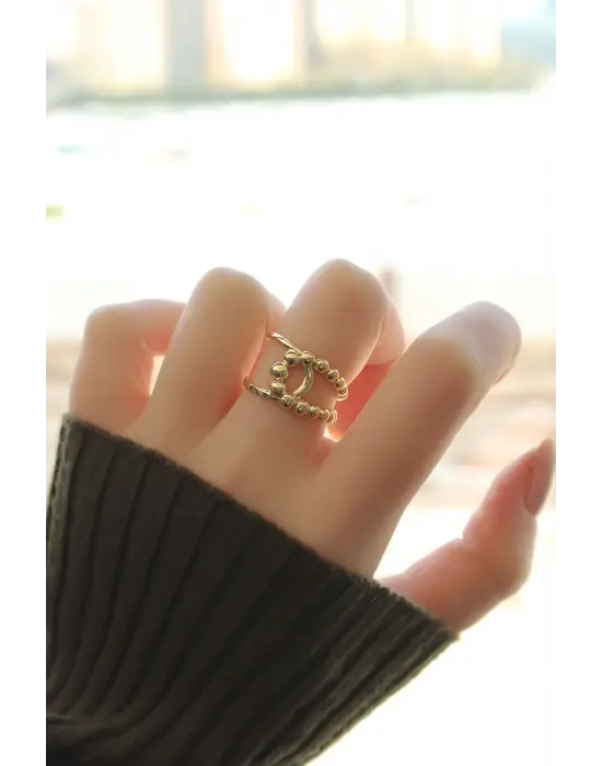 Su Yolu Tasarımlı Ayarlamalı Metal Yüzük