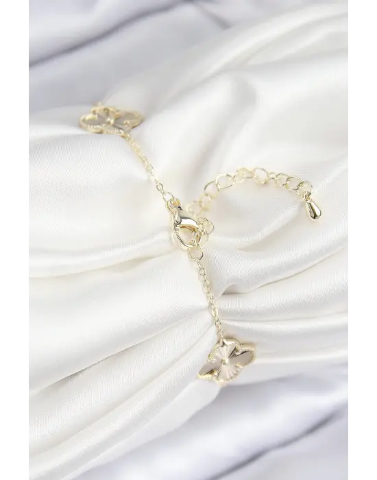 VIP Pirinç Yonca Model Gold Renk Kadın Bileklik