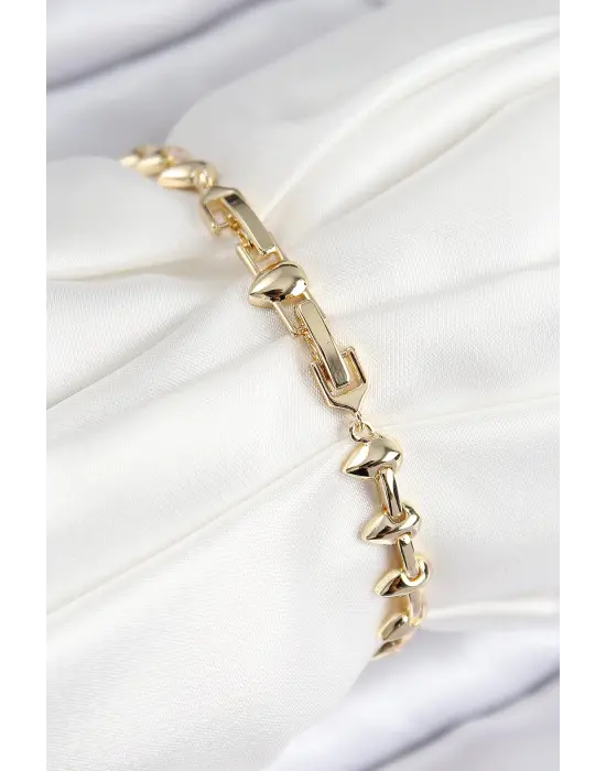 VIP Pirinç Zirkon Taşlı Damla Çit Model Gold Renk Kadın Bileklik