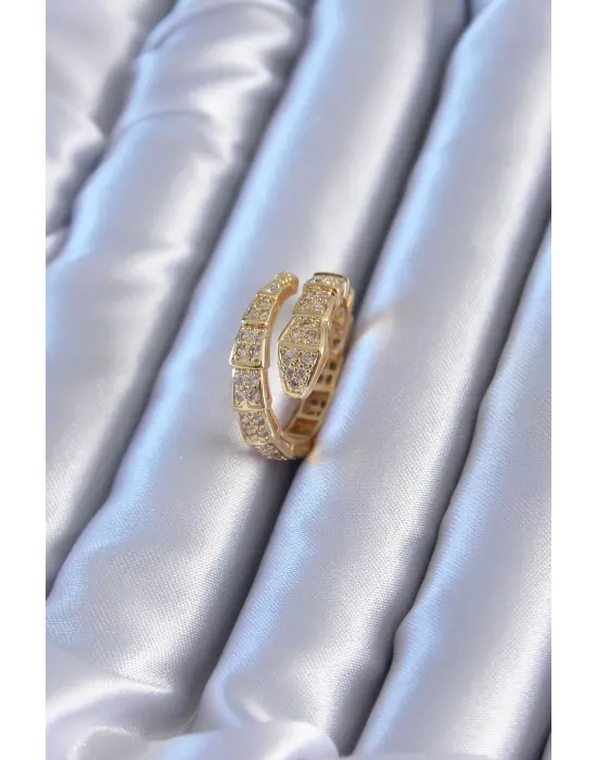 VIP Seri Altın Yılan Model Çelik Yüzük