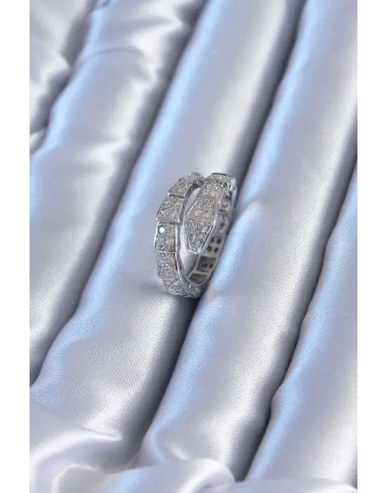 VIP Seri Gümüş Yılan Model Çelik Yüzük