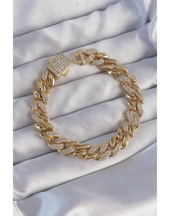 Vip Seri Gurmet Gold Renk Zirkon Taşlı Bileklik