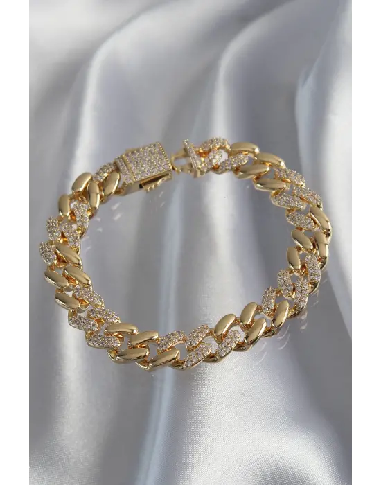Vip Seri Gurmet Gold Renk Zirkon Taşlı Bileklik