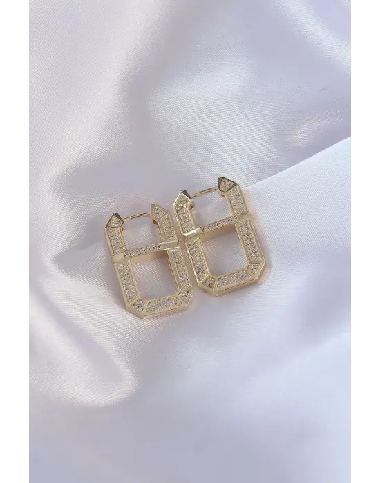 Vip Seri  Altın Zirkon Taşlı Serenay Küpesi