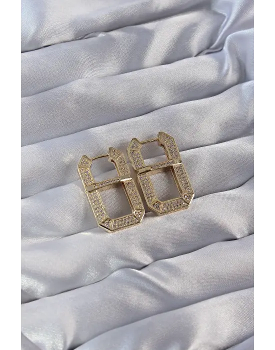 Vip Seri  Altın Zirkon Taşlı Serenay Küpesi