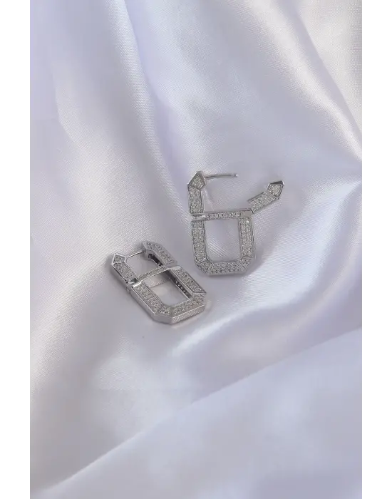 Vip Seri  Gümüş Zirkon Taşlı Serenay Küpesi