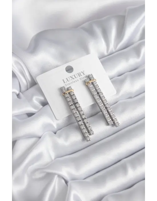 VIP Seri Zirkon Taşlı Su Yolu Çelik Küpe