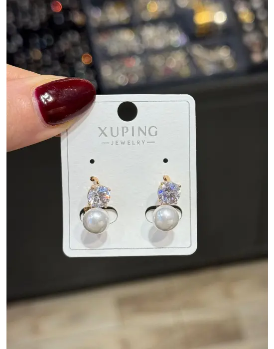 Xuping Çelik Küpe İncili Taşlı