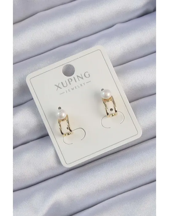 Xuping Altın İnci Taşlı Halka Küpe