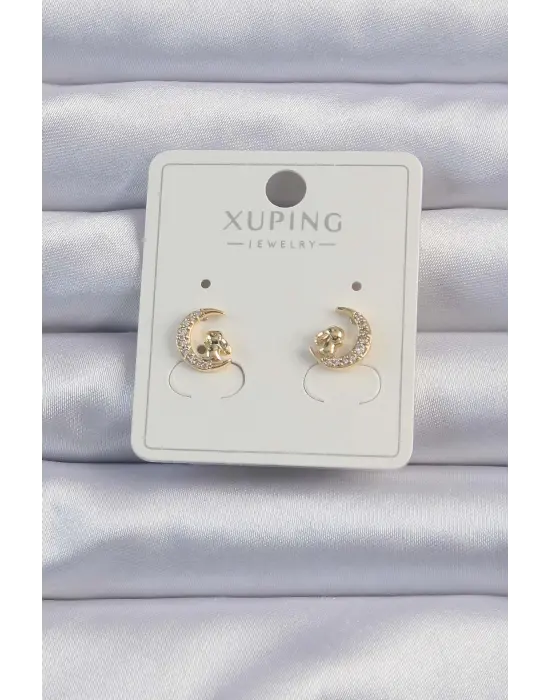 Xuping Altın Zirkon Taşlı Tavşan Figürlü Ay Küpe