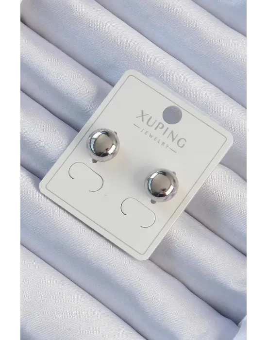 Xuping Gümüş Minimal Bombeli Oval Küpe