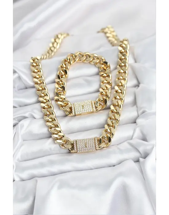 Xuping Gurmet Gold Renk Kolye ve Bileklik Seti