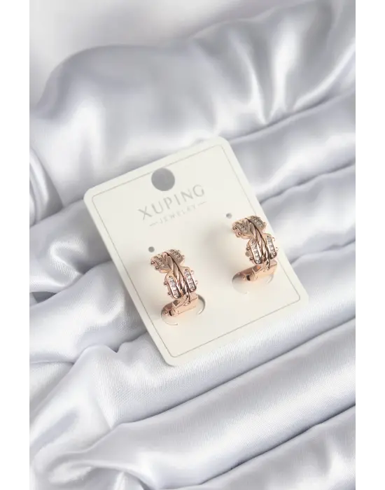 Xuping Model Zirkon Taşlı Halka Çelik Küpe