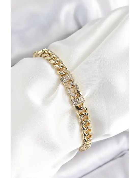 Xuping Pirinç Klasik Zincir Model Gold Renk Kadın Bileklik