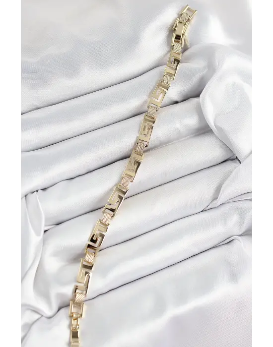 Xuping Pirinç Parçalı Labirent Model Gold Renk Kadın Bileklik