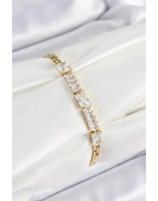 Xuping Pirinç Parçalı Su Yolu Model Gold Renk Kadın Bileklik