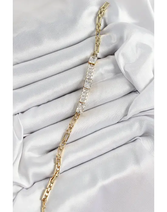 Xuping Pirinç Parçalı Su Yolu Model Gold Renk Kadın Bileklik