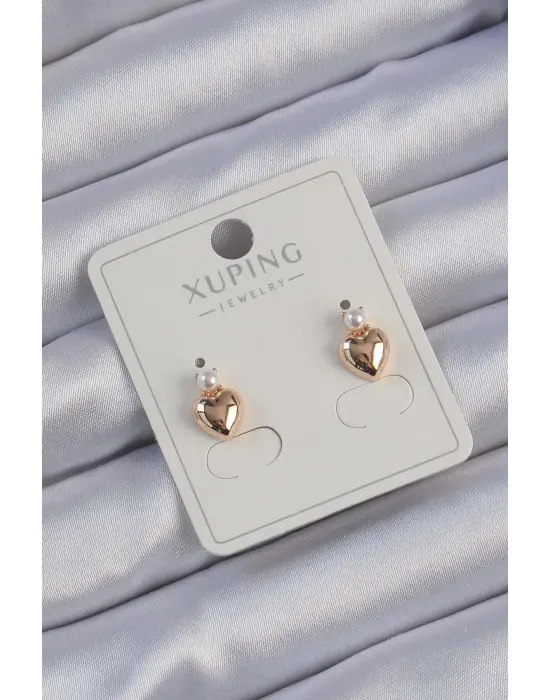 Xuping Rose Renk İncili Ayna Model Kalp Küpe